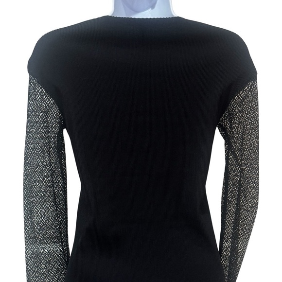 Maje Lysea Mixed Media Long Sleeve Top Gothic Fairygoth Rocker Party Size 1 (S) - Picture 5 of 9